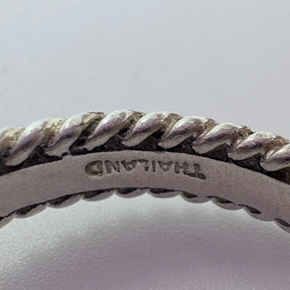 VTG Solid Sterling Silver 925 Amethyst Bezel Set Rope Border Ring Size 7.75 - Picture 7 of 9